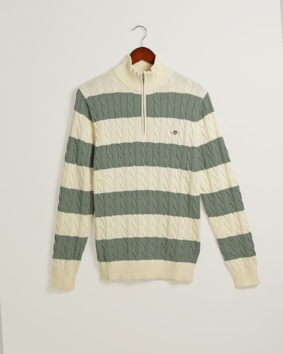 STRIPED COTTON CABLE HALF ZIP